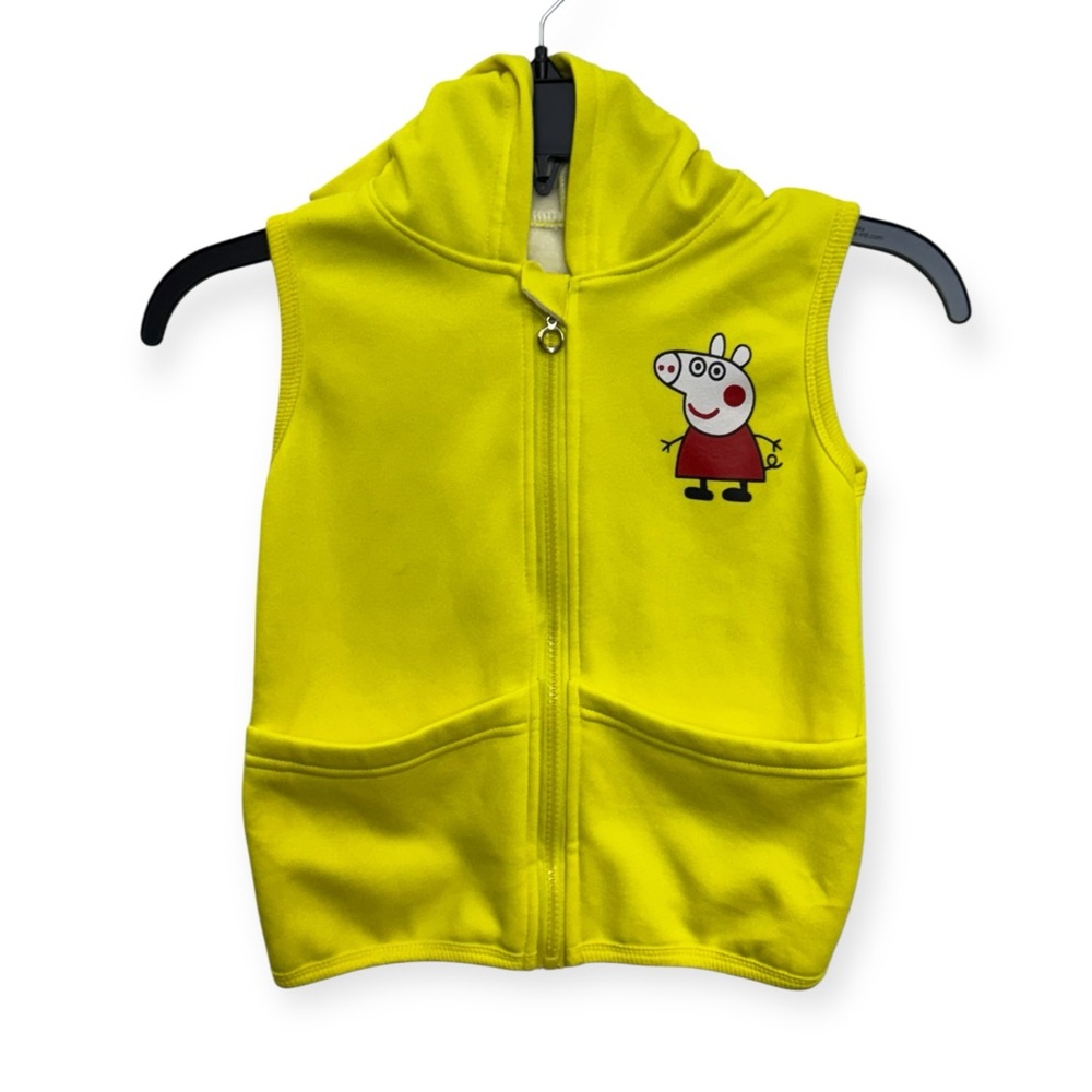 Yellow Hooded Kids Vest with Peppa Pig Patch